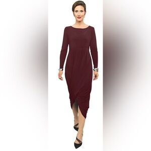 SYMPLI Sz 16 Swag Midi Dresd Long Sleeve  Jersey Knit Made in Canada